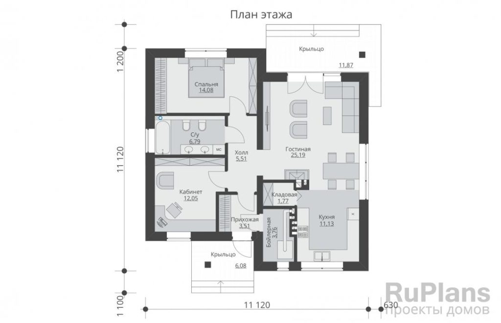 Планировка Одноэтажный дом Rg5688