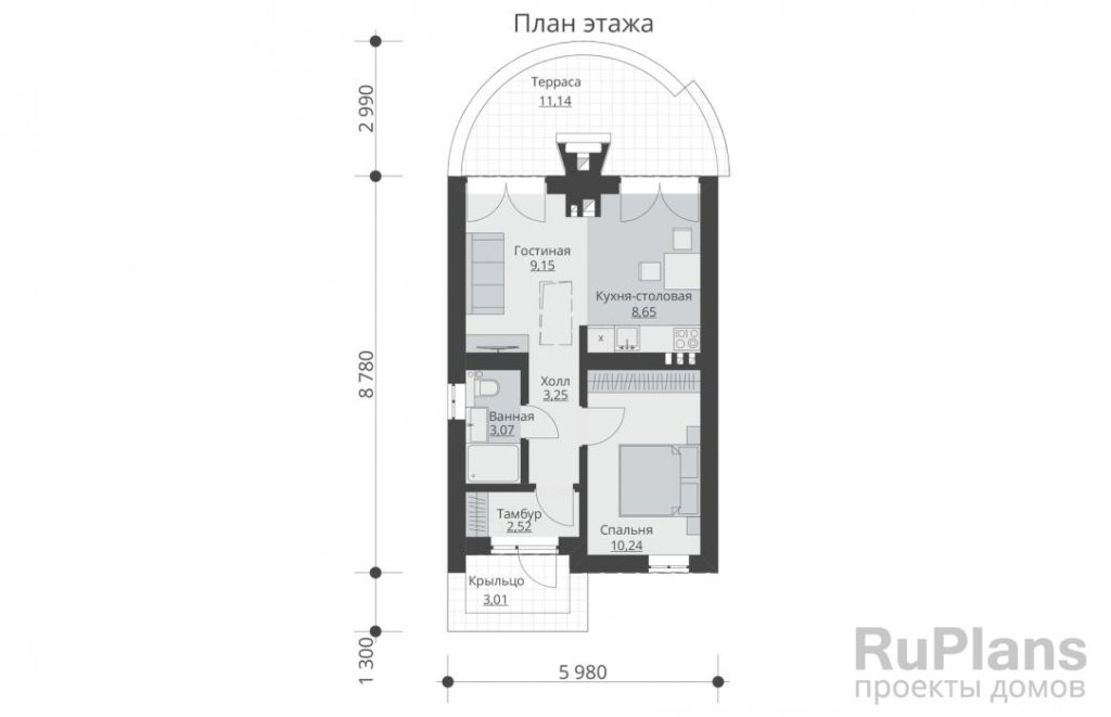 Планировка Одноэтажный жилой дом с террасой Rg5770