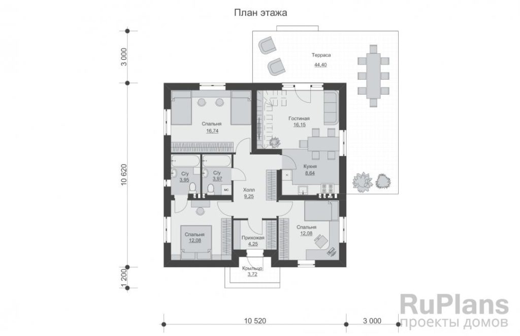 Планировка Проект одноэтажного дома Rg5641