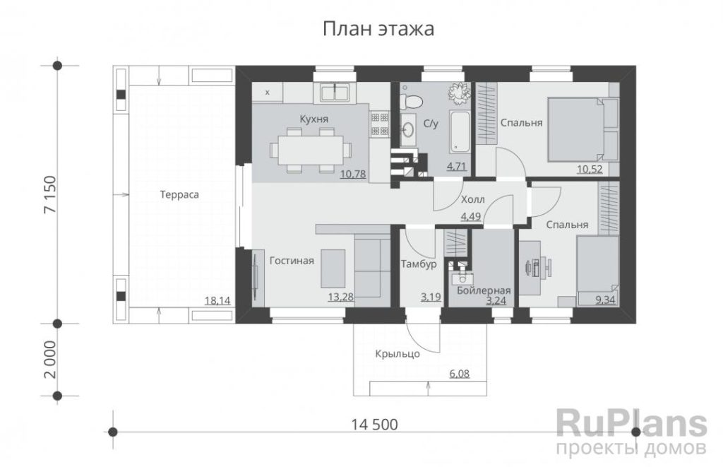 Планировка Одноэтажный дом Rg5350