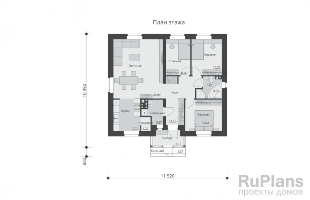 Планировка Проект одноэтажного дома Rg5500