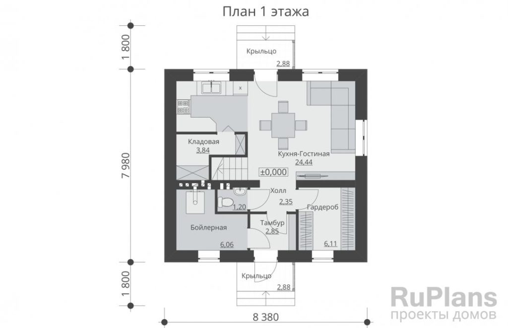Планировка Проект одноэтажного жилого дома с мансардой Rg5159