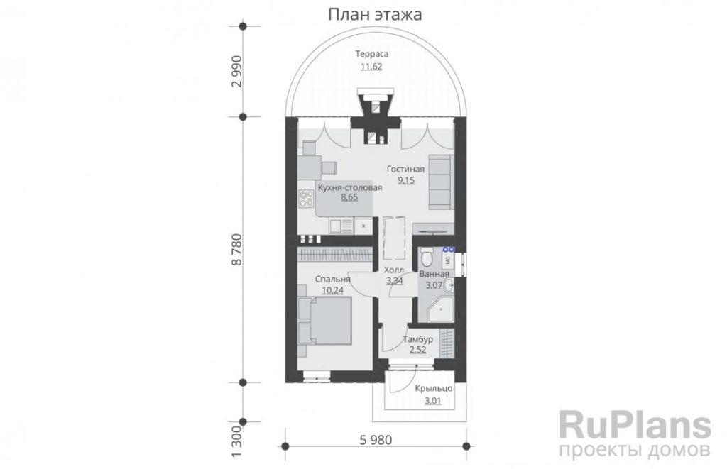 Планировка Проект одноэтажного жилого дома Rg5183