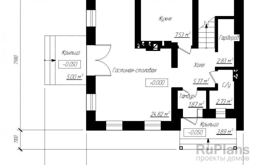 Планировка Проект небольшого дома с мансардой Rg3439