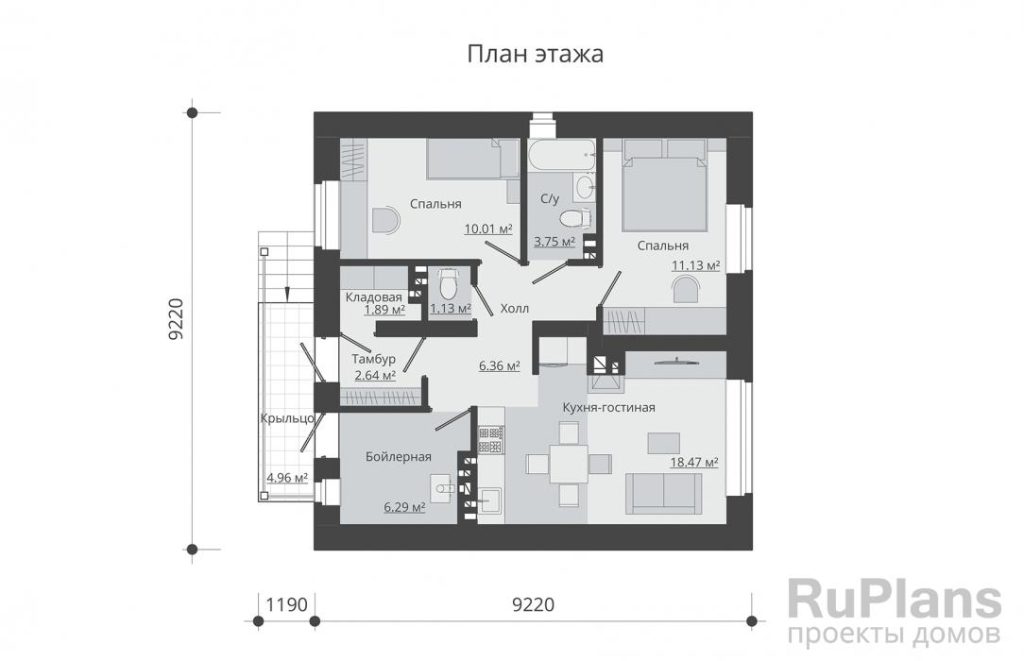 Планировка Одноэтажный дом Rg5148