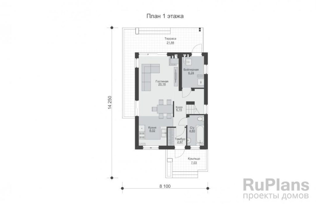 Планировка Двухэтажный дом с террасой и балконом Rg5988