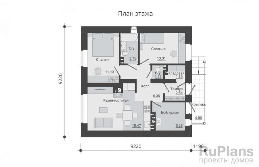 Планировка Одноэтажный дом Rg6086