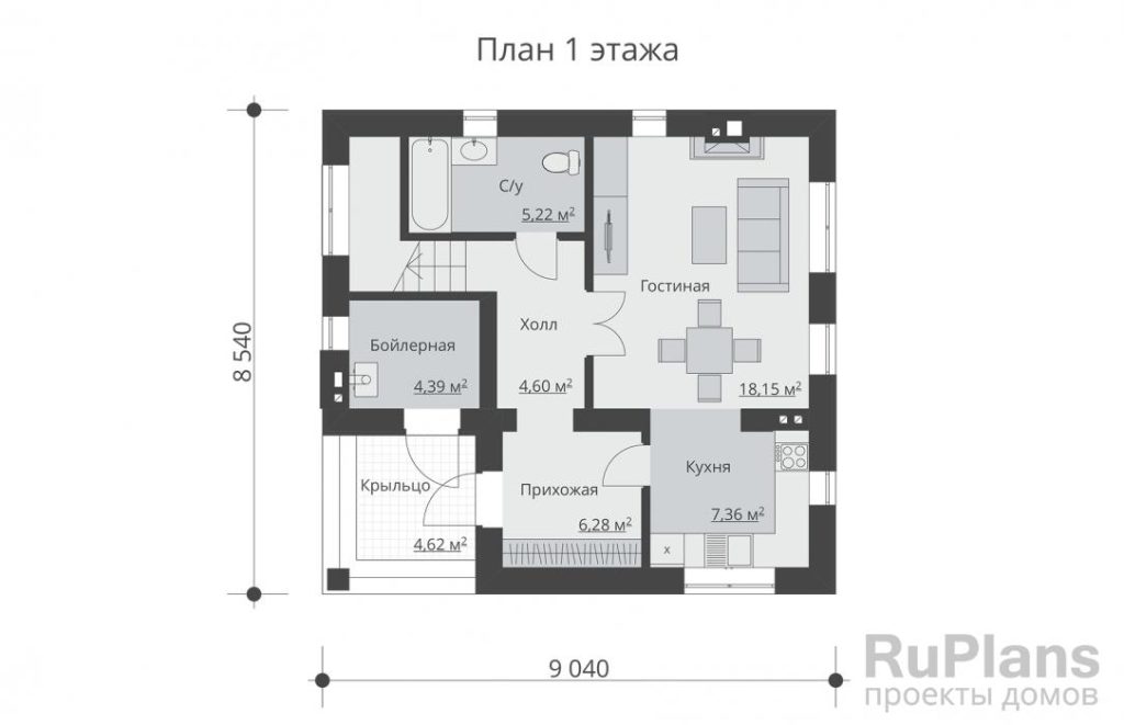 Планировка Дом с мансардой и балконом Rg1572