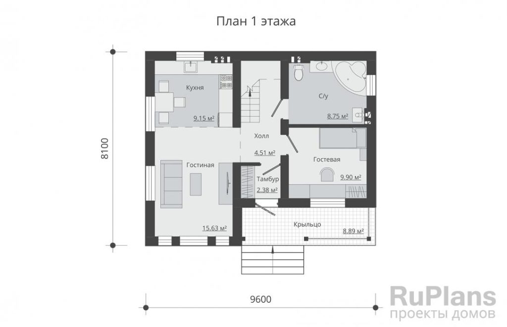 Планировка Двухэтажный дом с балконом Rg5155