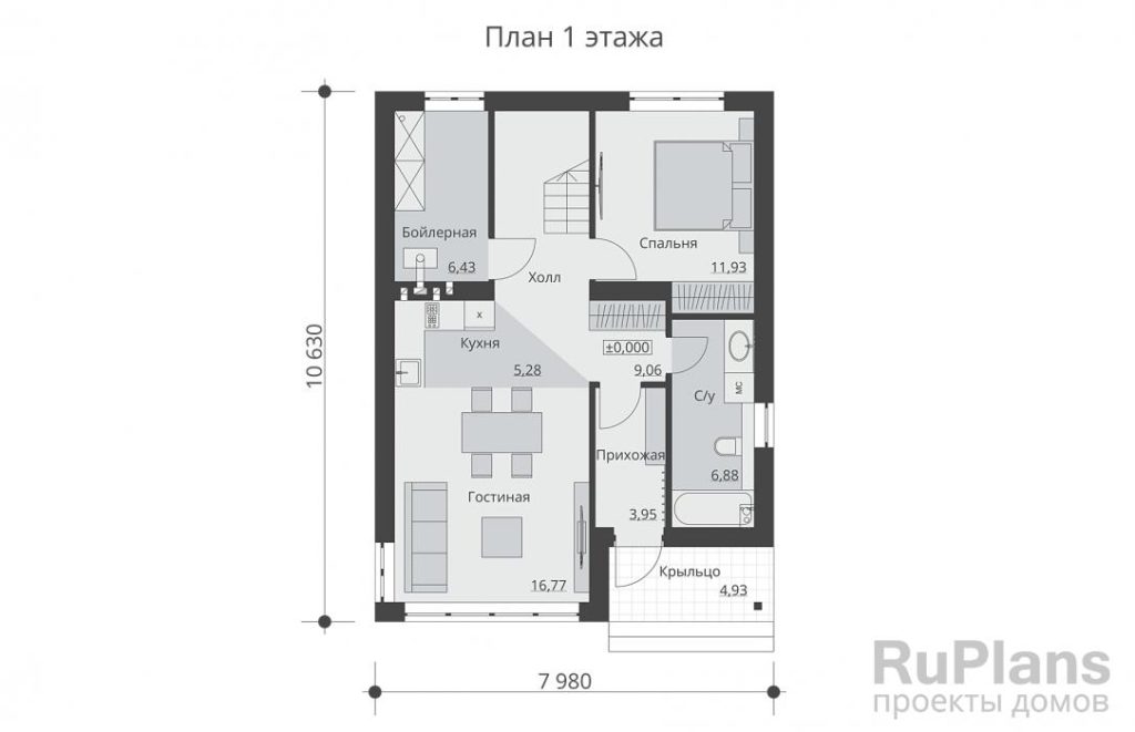 Планировка Двухэтажный дом с тремя спальнями и вторым светом Rg6261