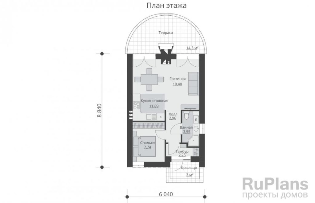Планировка Проект компактного одноэтажного дома Rg3963