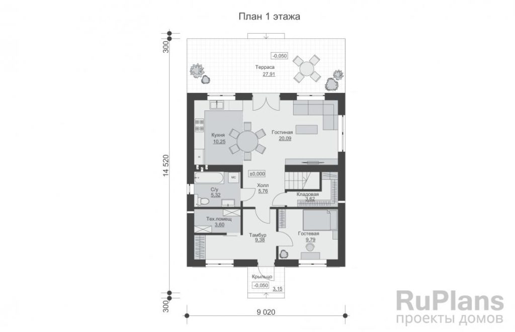 Планировка Двухэтажный дом с террасой, тремя спальнями и вторым светом Rg6411