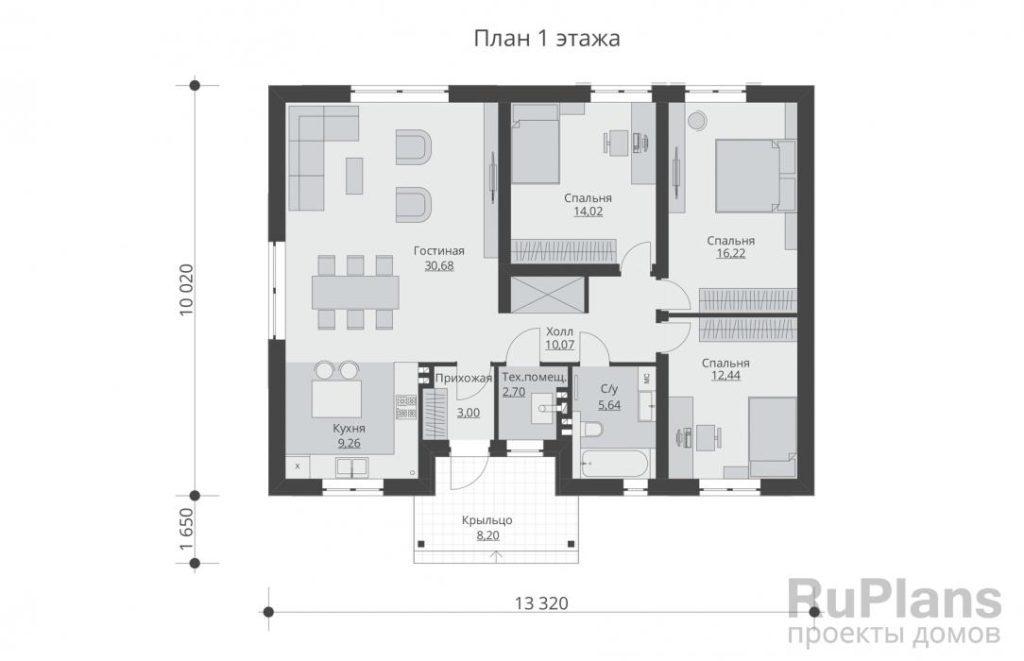 Планировка Одноэтажный дом Rg5771