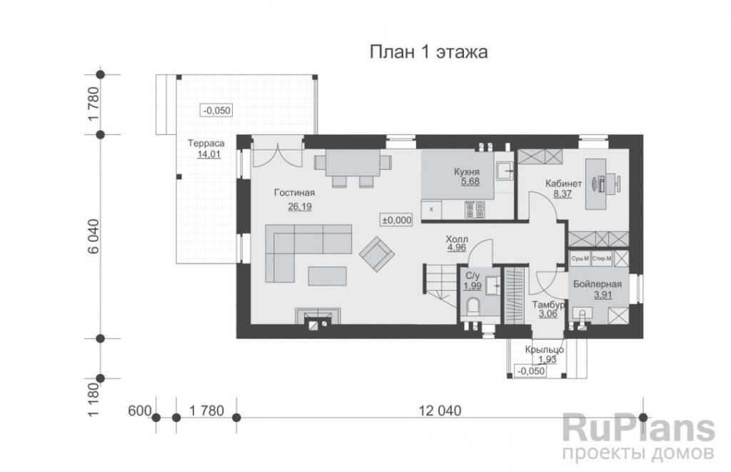 Планировка Двухэтажный дом с террасой Rg4879