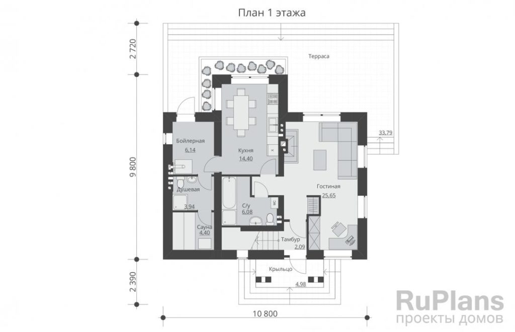 Планировка Проект двухэтажного жилого дома с террасой и балконом Rg5132