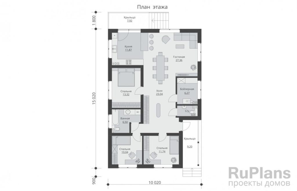 Планировка Проект одноэтажногго дома Rg5589