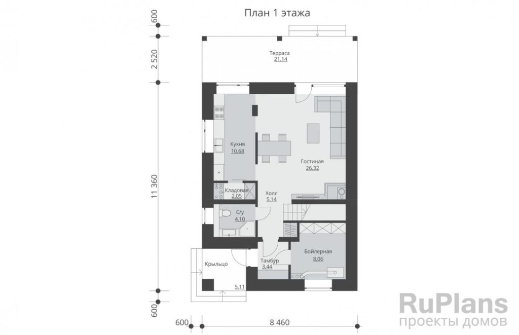 Планировка Двухэтажный дом с террасой и балконом Rg5761