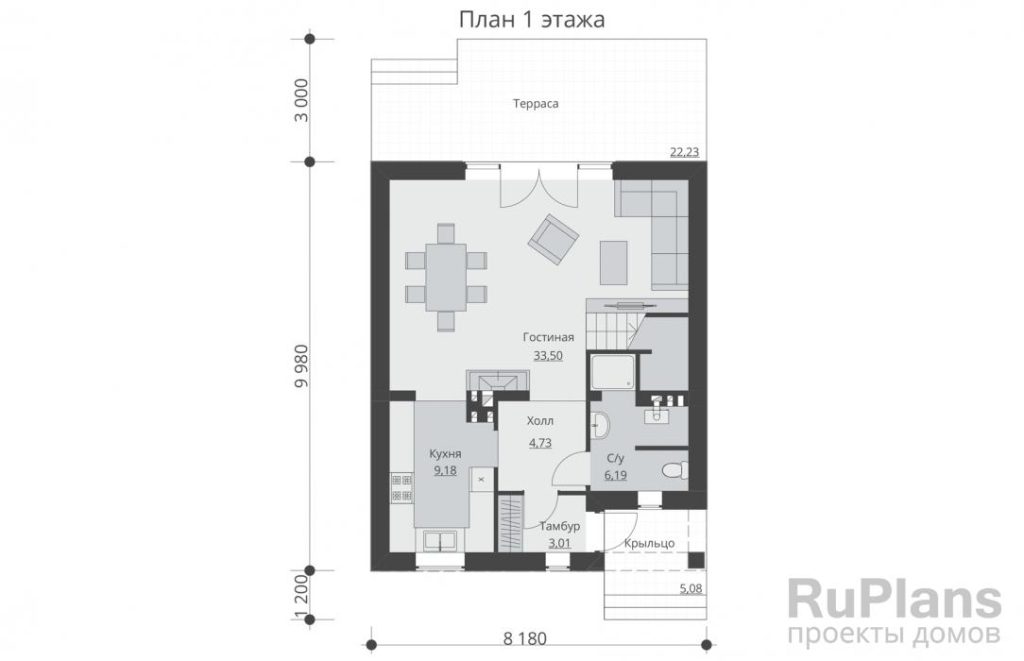 Планировка Проект одноэтажного жилого дома с мансардой Rg5272
