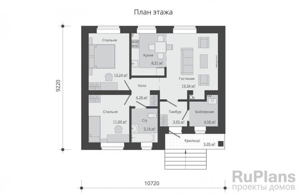 Планировка Одноэтажный дом Rg5223