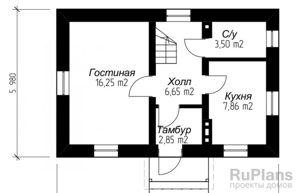 Планировка Проект компактного и экономичного двухэтажного дома Rg3720