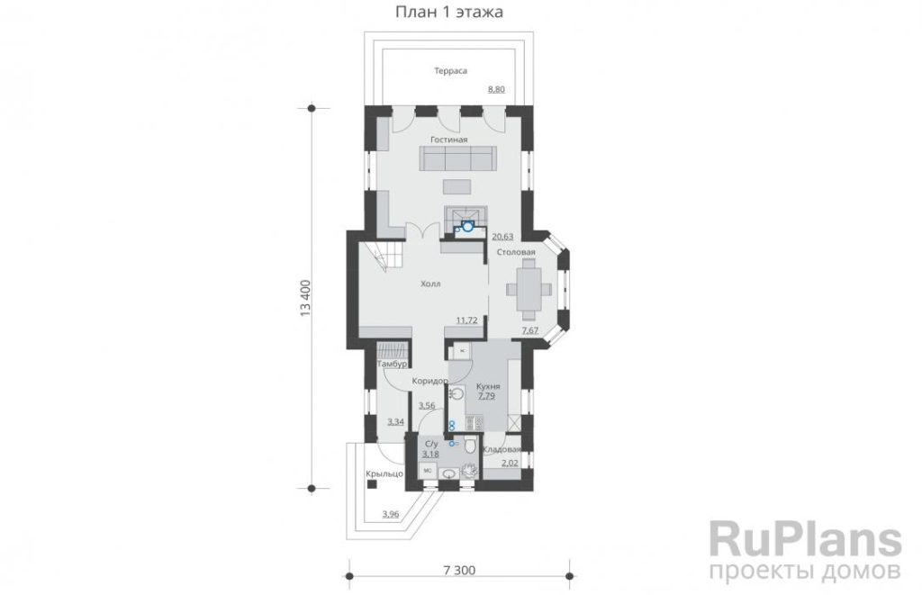 Планировка Двухэтажный жилой дом Rg5445