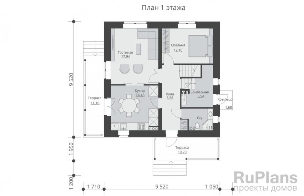 Планировка Двухэтажный жилой дом Rg5706
