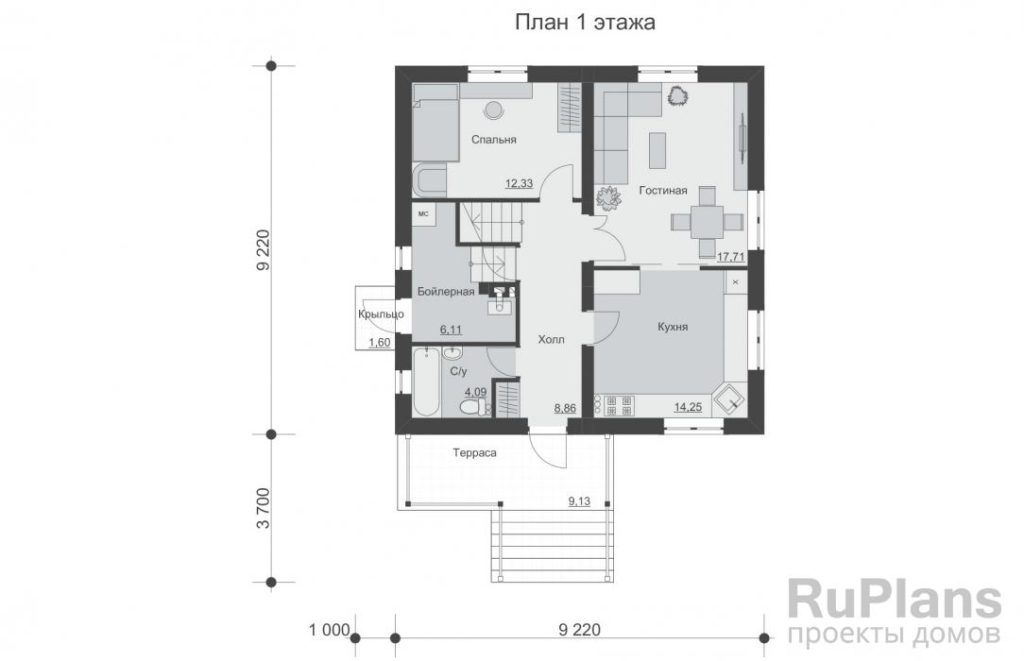 Планировка Проект двухэтажного дома с террасой Rg5583