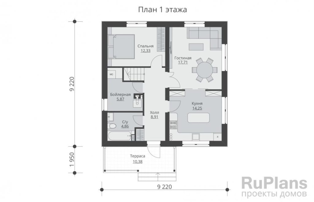 Планировка Двухэтажный жилой дом с террасой Rg5343