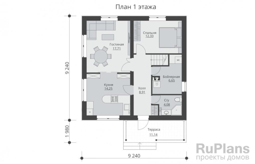Планировка Двухэтажный жилой дом с террасой Rg5256