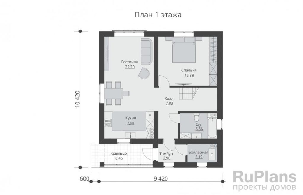 Планировка Двухэтажный дом с террасой Rg5738