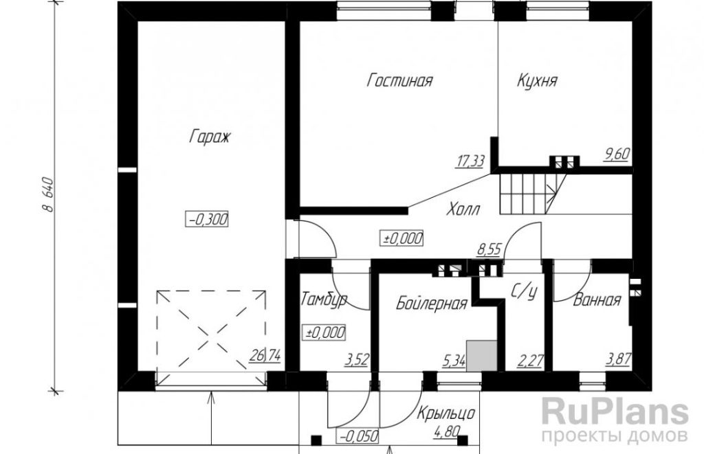 Планировка Проект уютного одноэтажного дома с мансардой Rg4856