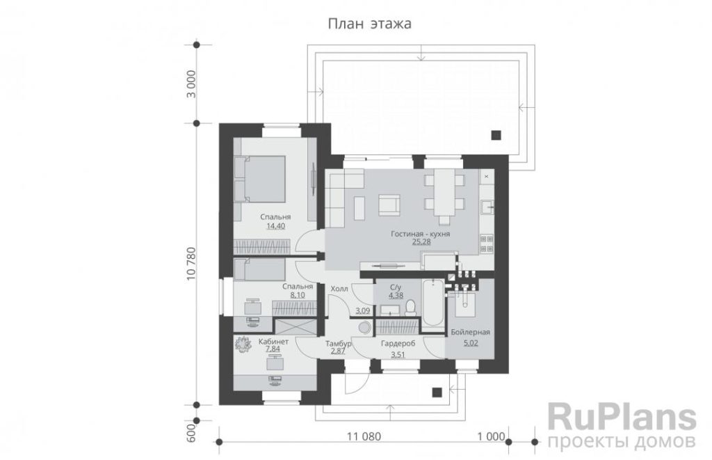 Планировка Проект одноэтажного дома Rg4884