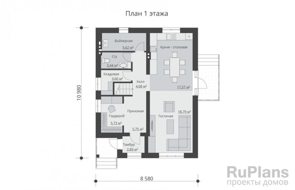 Планировка Дом с мансардой и террасой Rg3714