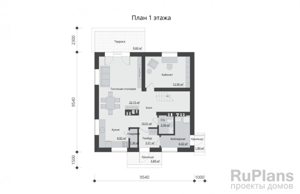 Планировка Проект одноэтажного дома с мансардой Rg3434