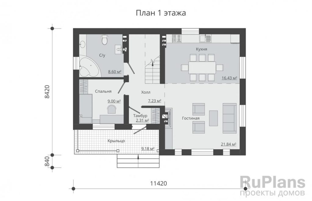 Планировка Двухэтажный дом с балконом Rg5236