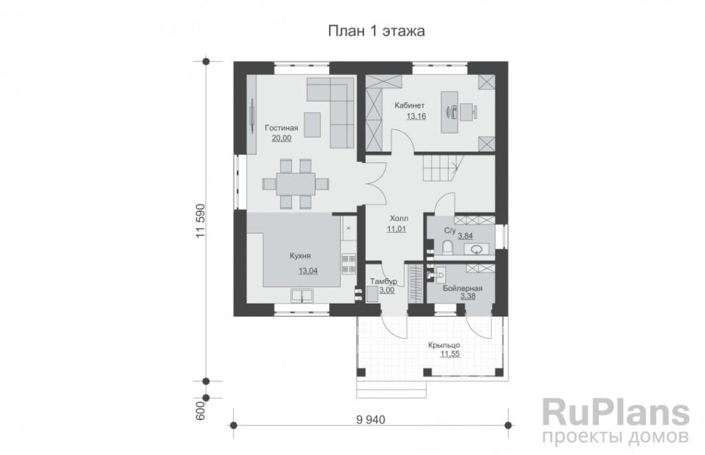Планировка Дом с мансардой Rg5045