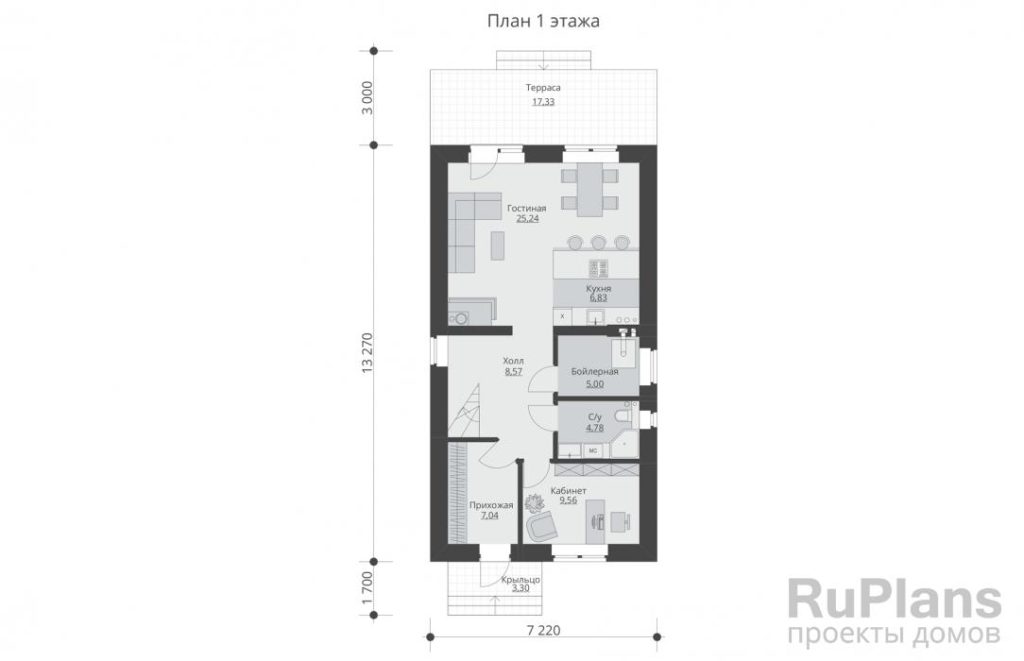 Планировка Двухэтажный дом с террасой и балконом Rg5882