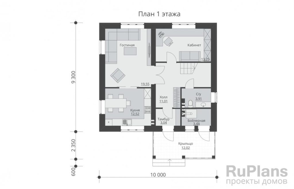 Планировка Одноэтажный дом с мансардой и террасой Rg5468