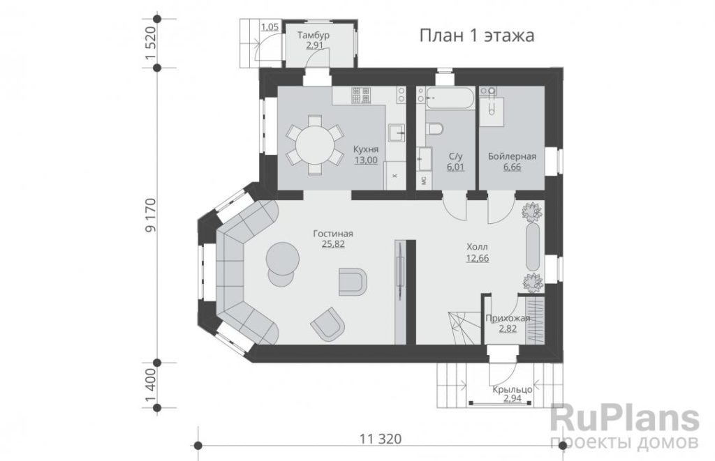 Планировка Двухэтажного дома с эркером Rg5854