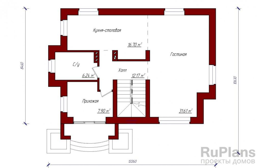 Планировка Одноэтажный дом с террасой Rg3251