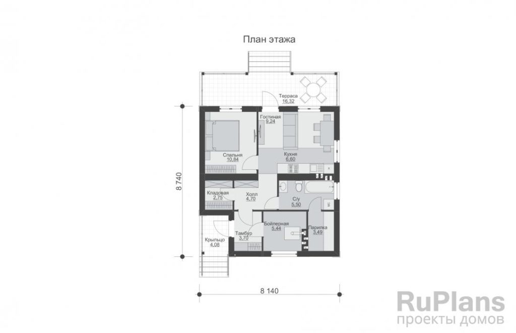 Планировка Одноэтажный дом с террасой Rg5892