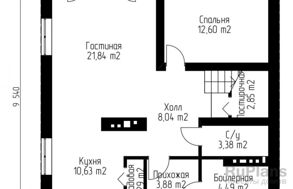 Планировка Проект удобного дома с мансардой Rg3811