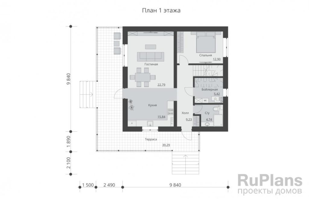 Планировка Двухэтажный дом с террасой и четырьмя спальнями Rg5930