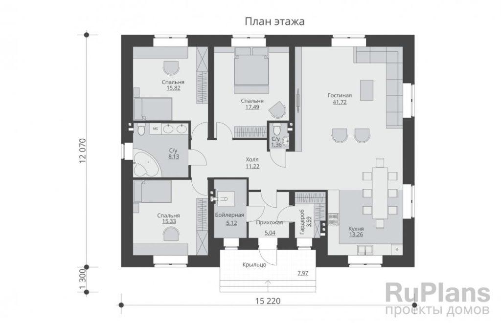 Планировка Проект индивидуального одноэтажного жилого дома Rg5507
