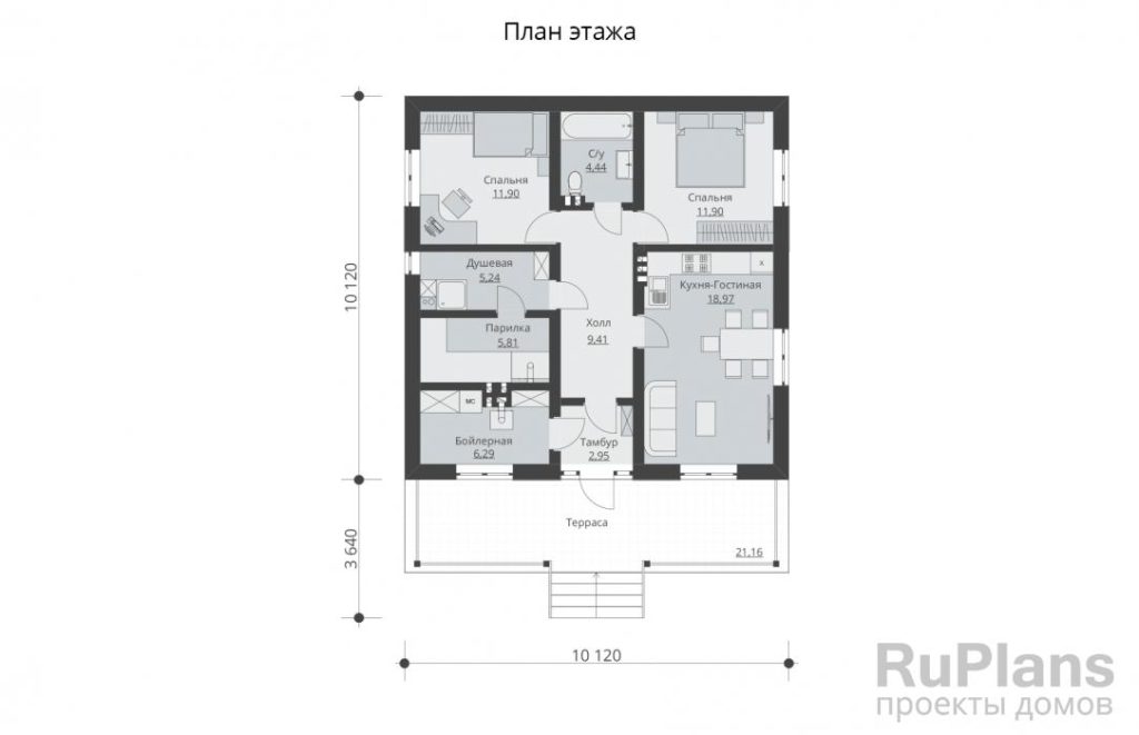 Планировка Одноэтажный жилой дом Rg5777
