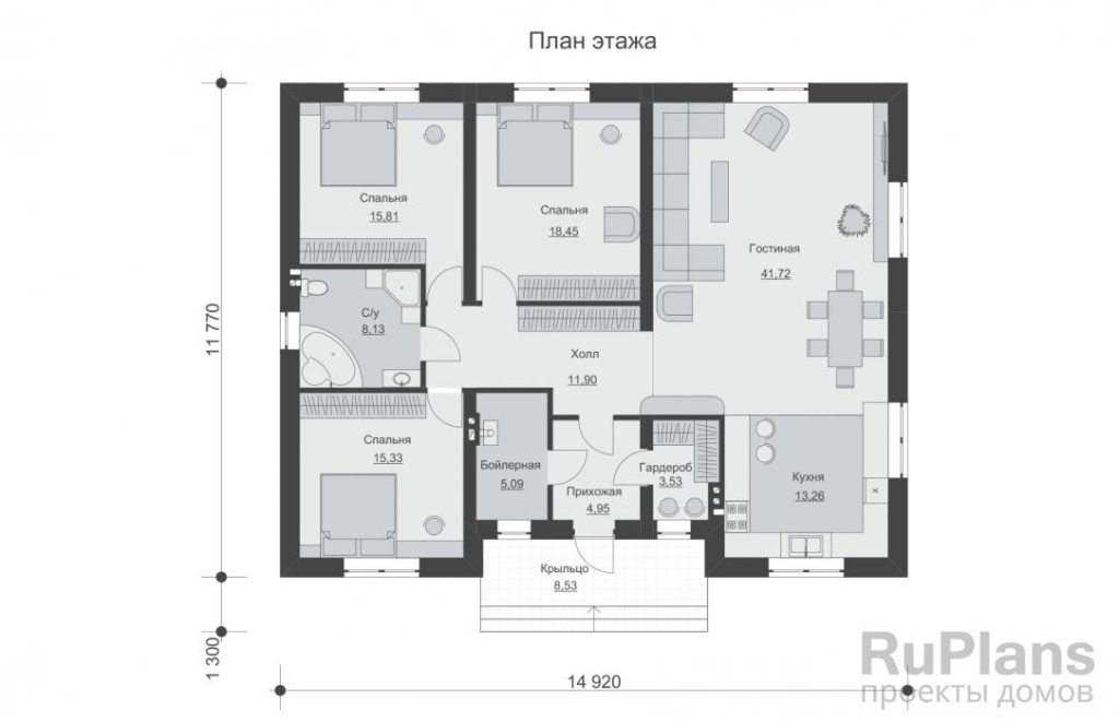 Планировка Проект одноэтажного дома Rg5651