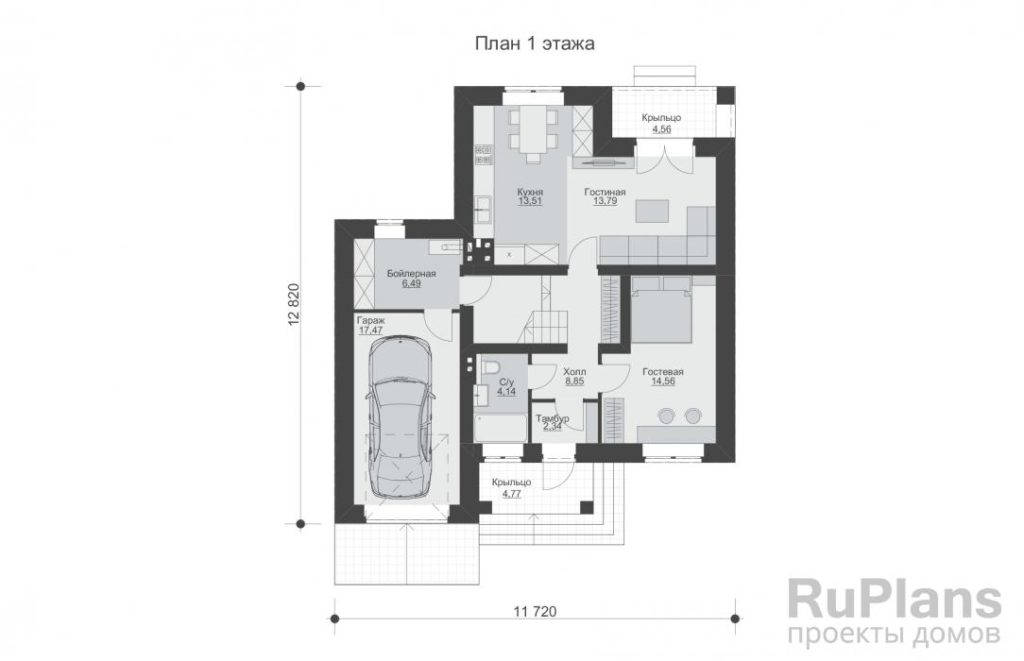 Планировка Двухэтажный дом с гаражом и лоджией Rg3920
