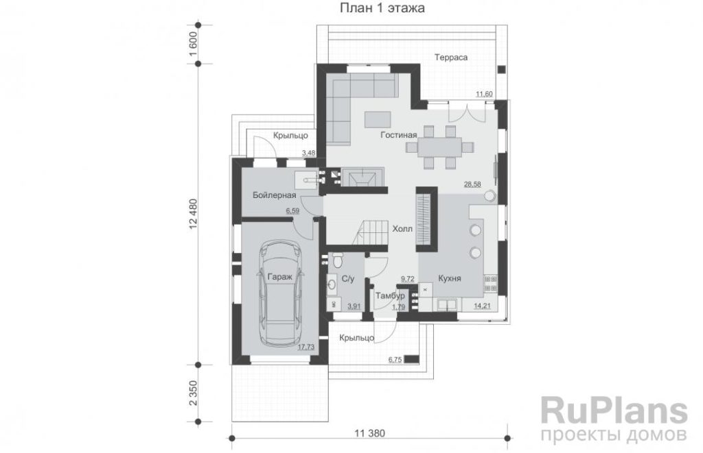 Планировка Проект индивидуального двухэтажного жилого дома Rg5195