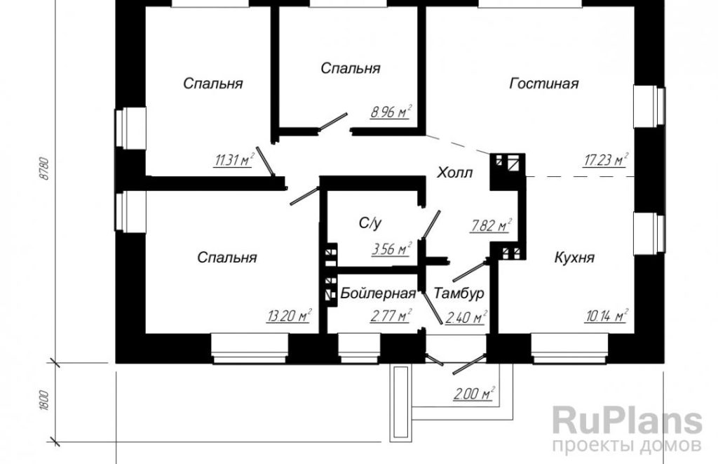 Планировка Проект уютного одноэтажного дома Rg3908