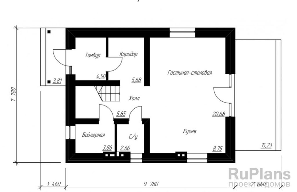 Планировка Аккуратный дом с мансардой Rg3855